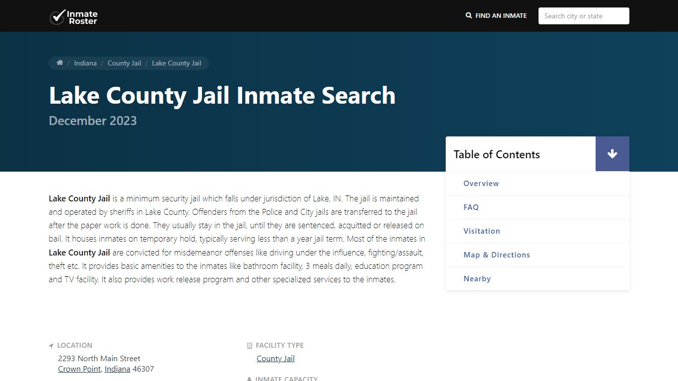 Inmate Search | Lake County Jail - Crown Point, IN